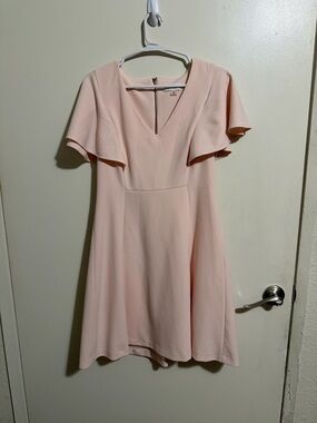 Calvin Klein Blush Pink V-Neck Flutter-Sleeve Mini Dress